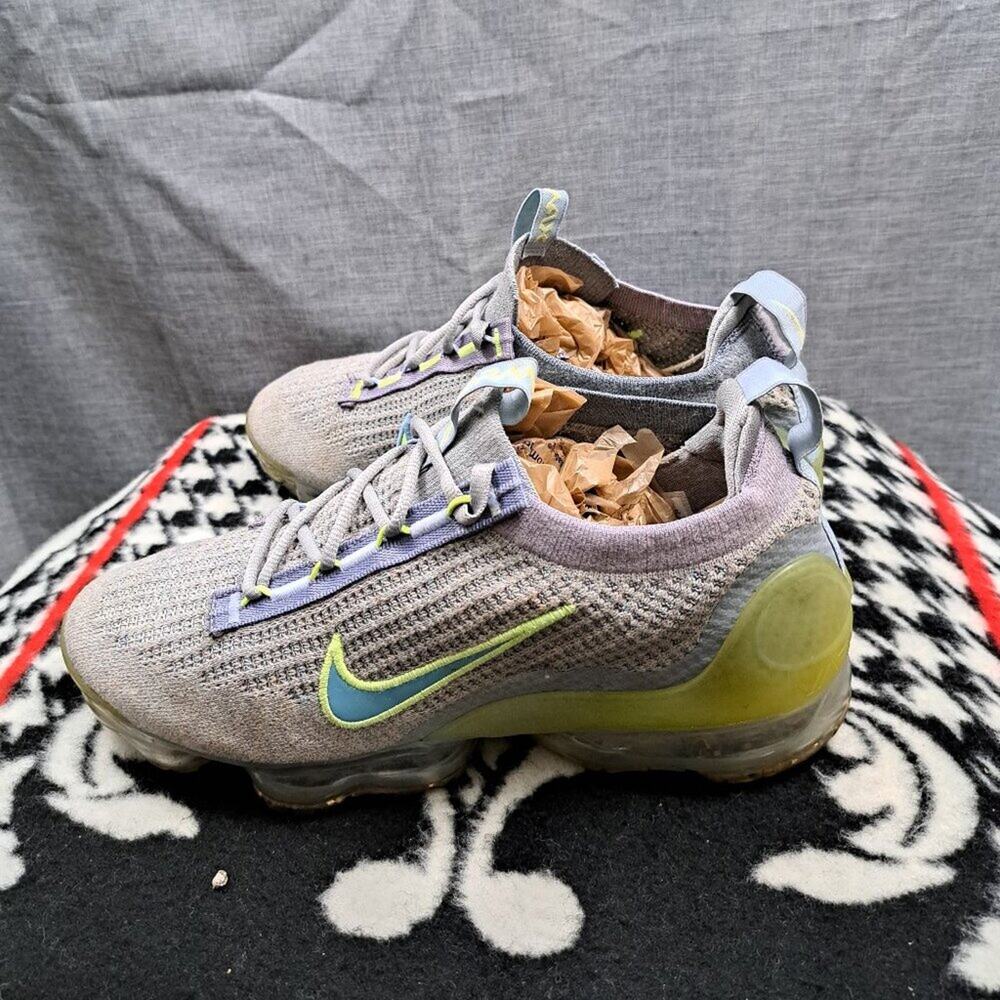 %Size 9 Nike Mens Air Vapormax 2021 Flyknit Grey Liquid Lime Green / A 16